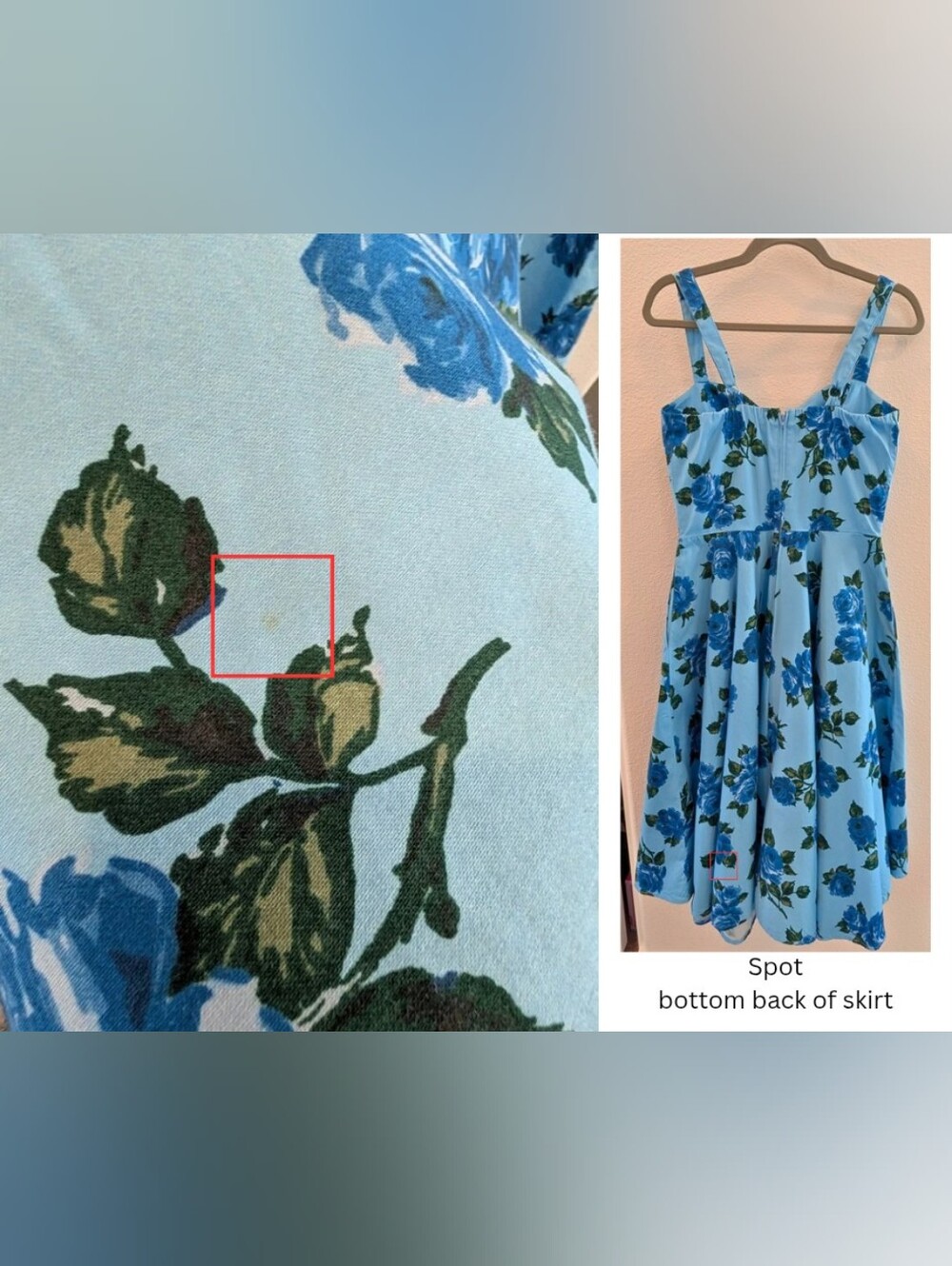 RARE Vixen by Micheline Pitt Blue Floral Fit-and-Flare Dress - Picture 8 of 8